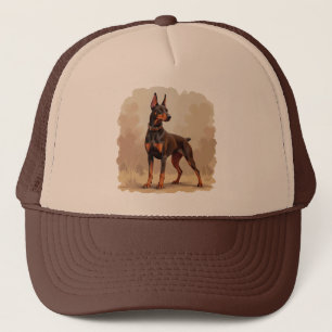 Roter Rostbrauner Dobermann Pinscher Hund Truckerkappe