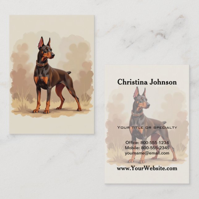 Roter Rostbrauner Dobermann Pinscher Hund Visitenkarte (Vorne/Hinten)