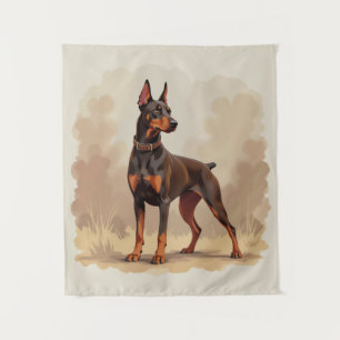 Roter Rostbrauner Dobermann Pinscher Hund Wandteppich