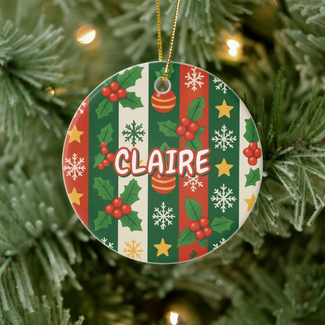 Roter Roter Teller Roter Teller Snowflake Keramik Ornament (Baum)