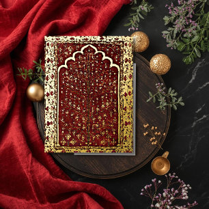 Roter Rotholz Folien Feiertagspostkarte