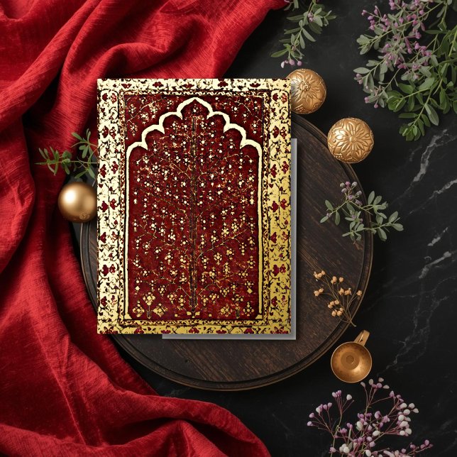 Roter Rotholz Folien Feiertagspostkarte (Von Creator hochgeladen)