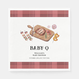 Roter Rustikal Karierter Land Baby Q Baby Shower Serviette
