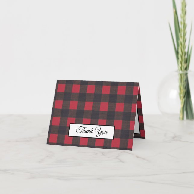 Roter rustikaler Büffel karierter Lumberjack Viele Dankeskarte (Vorderseite)
