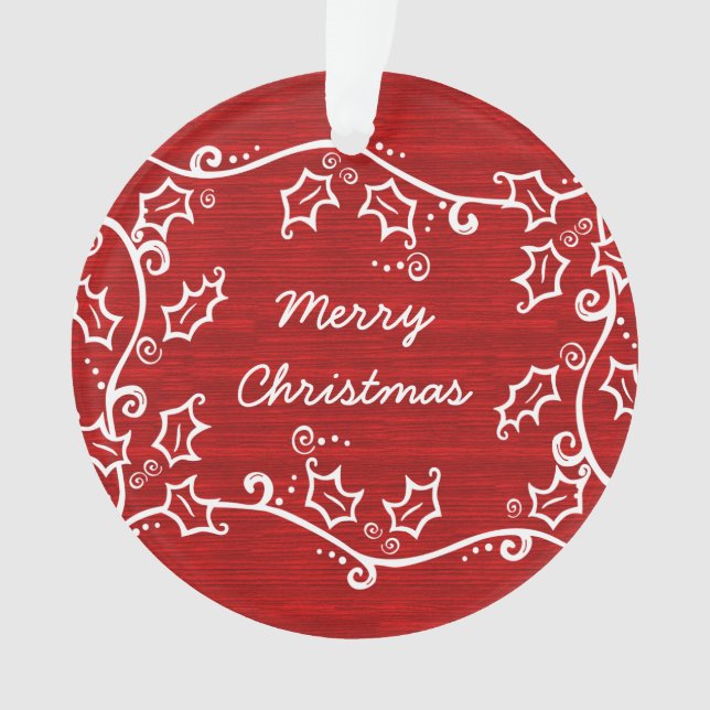 Roter rustikaler Holly-Acrylschmuck Ornament (Vorderseite)