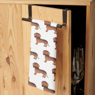 Roter Sable glatter Mantel Dachshund Süßer Hund Mu Geschirrtuch