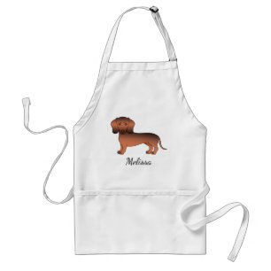 Roter Sable Kurzhaar Dachshund Cartoon-Hund & Name Schürze