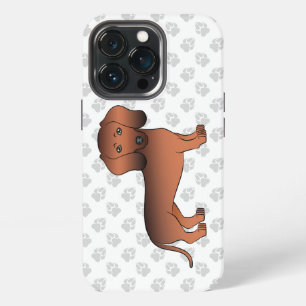 Roter Sable Kurzhaar Dachshund Cartoon Hund & Pfot iPhone 13 Pro Hülle