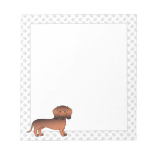 Roter Sable Kurzhaar Dachshund Cartoon Hund & Pfot Notizblock