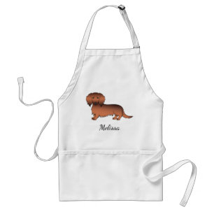 Roter Sable Langhaar Dachshund Cartoon-Hund & Name Schürze