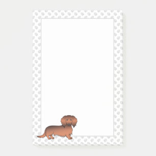 Roter Sable Langhaar Dachshund Cartoon Hund & Pfot Post-it Klebezettel