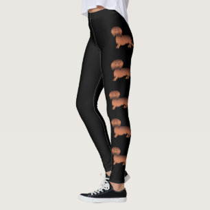 Roter Sable Langhaar Dachshund Cartoon Hunde - Sch Leggings