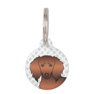 Roter Sable Langhaar-Dachshund-Cartoon-Hundekopf Haustiermarke