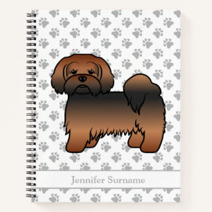 Roter Sable Lhasa Apso Cartoon-Hund & Name Notizbuch