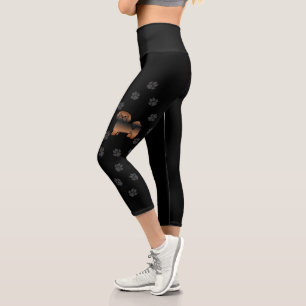 Roter Sable Lhasa Apso Cartoon-Hund & Pfoten Capri Leggings