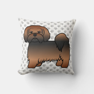 Roter Sable Lhasa Apso Cartoon-Hund & Pfoten Kissen