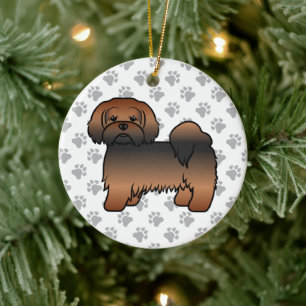 Roter Sable Lhasa Apso Süßer Cartoon-Hund Keramik Ornament
