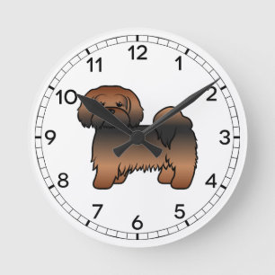 Roter Sable Lhasa Apso Süßer Cartoon-Hund Runde Wanduhr