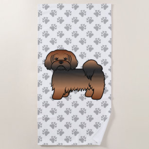 Roter Sable Lhasa Apso Süßer Cartoon-Hund Strandtuch