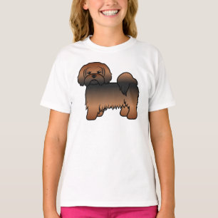 Roter Sable Lhasa Apso Süßer Cartoon-Hund T-Shirt