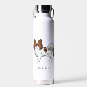 Roter Sable-Papillon-Hund mit individuellem Namen Trinkflasche