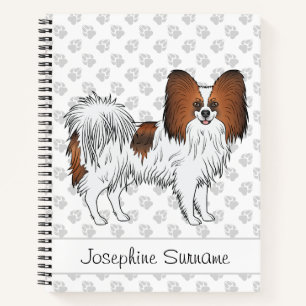 Roter Sable-Papillon-Hund mit individuellem Text Notizbuch