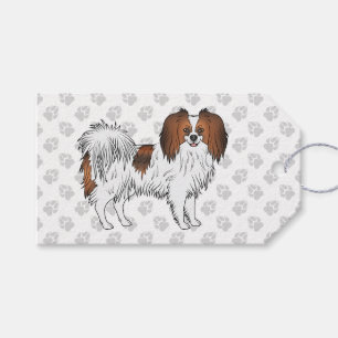 Roter Sable-Phalène süßer Cartoon-Hund mit grauen Geschenkanhänger