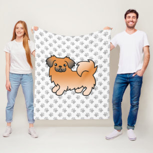 Roter Sable Tibetan Spaniel Süßer Cartoon-Hund & P Fleecedecke