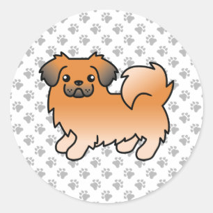 Roter Sable Tibetischer Spaniel Süßer Cartoon-Hund Runder Aufkleber