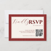 Roter Samt Klassische Gestreifte Hochzeits-RSVP