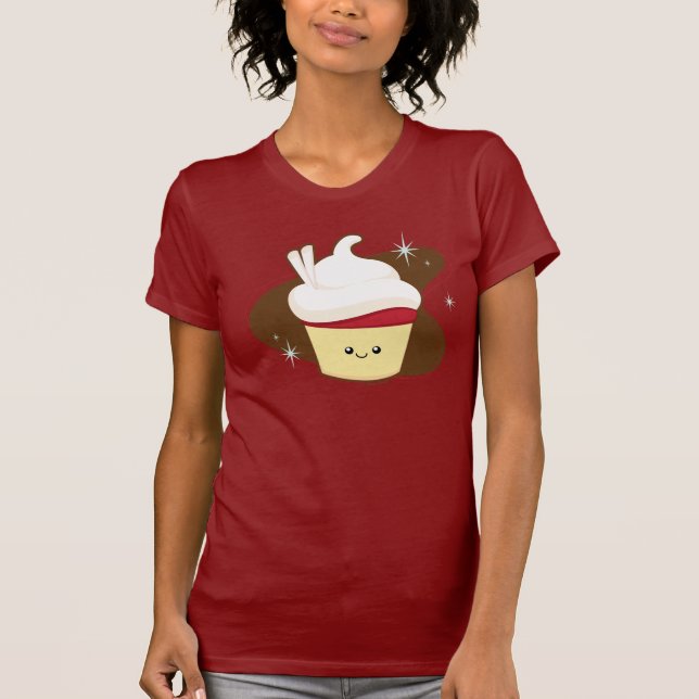 Roter Samt-kleiner Kuchen T-Shirt (Vorderseite)