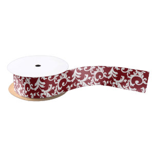 Roter Samt-Kuchen-eleganter Damast-Druck Satinband