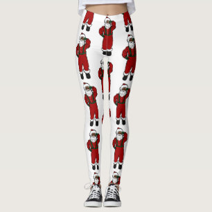 roter Samt schwarzer Weihnachtsmann Leggings