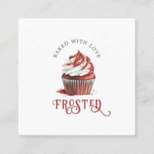 Roter Samtbäcker-Cupcake-Logo Kalligrafie Schrift Quadratische Visitenkarte