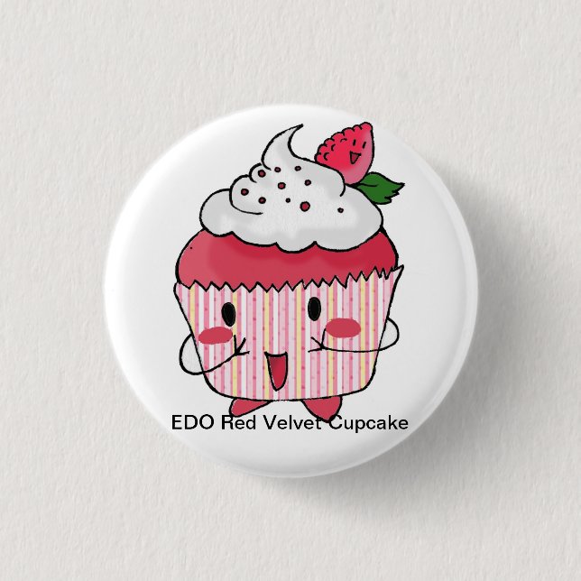 Roter Samtkleiner kuchen EDO Button (Vorderseite)