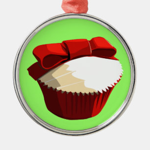 Roter Samtkleiner kuchen mit Bogenverzierung Ornament Aus Metall