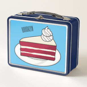 Roter Samtkuchen Cartoon-Illustration Metall Brotdose