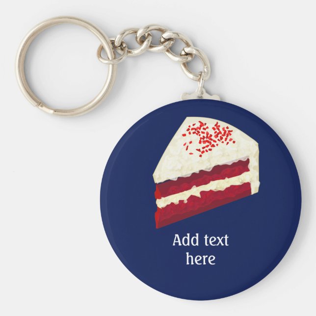 Roter Samtkuchen mit Ihrem Namen, jede Farbe Schlüsselanhänger (Vorne)