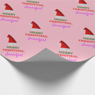 Roter Sankt-Weihnachtshut, "FROHE WEIHNACHTEN! ", Geschenkpapier
