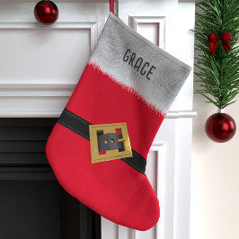 Roter Santa Anzug Gürtel Mit Monogramm traditionel Großer Weihnachtsstrumpf