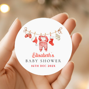 Roter Santa Baby Baby Shower Runder Aufkleber