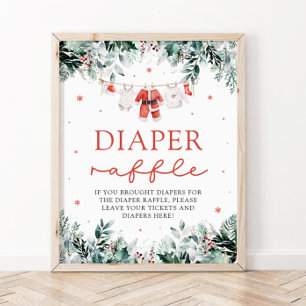Roter Santa-Baby-Weihnachts-Baby-Shower-Windel-Raf Poster