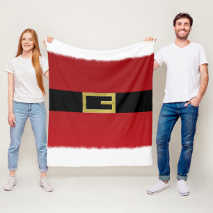 Roter Santa Claus Gürtel & Weißer Fell Weihnachten Fleecedecke