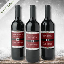 Roter Santa-Gürtel Weihnachts-Weinflaschen-Etikett