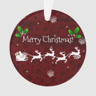 Roter Santa-Schlitten und Rentier-Ornament Ornament