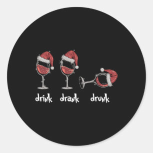 Roter Santa-Weinliebhaber Gl Drink Drank Drunk Wei Runder Aufkleber