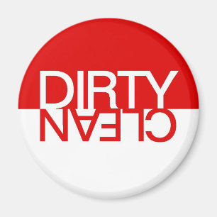 Roter sauberer schmutziger Spülmaschinen-Magnet Magnet