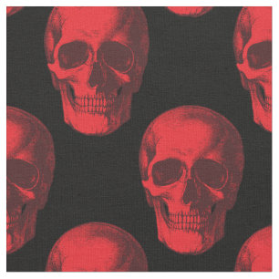 Roter Schädel Gothic Halloween Stoff