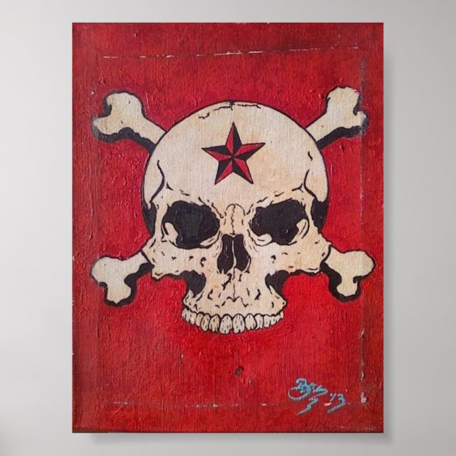 Roter Schädel-Lackplakat Poster (Vorne)