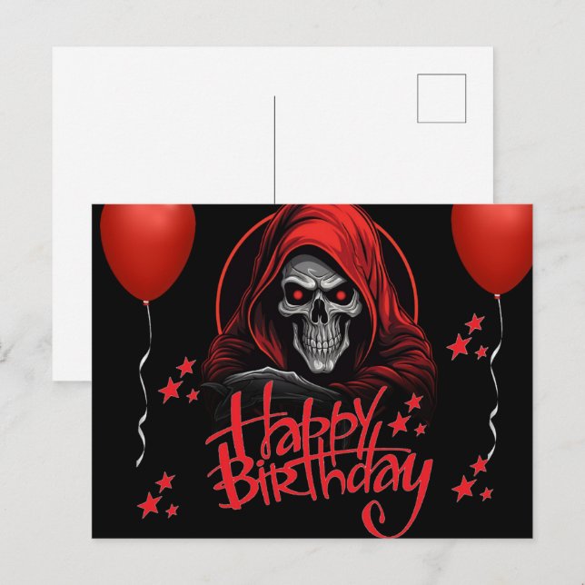Roter Schädel Postkarte (Vorne/Hinten)